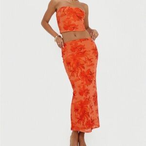 Princess Polly Orange Floral Pencil Skirt
